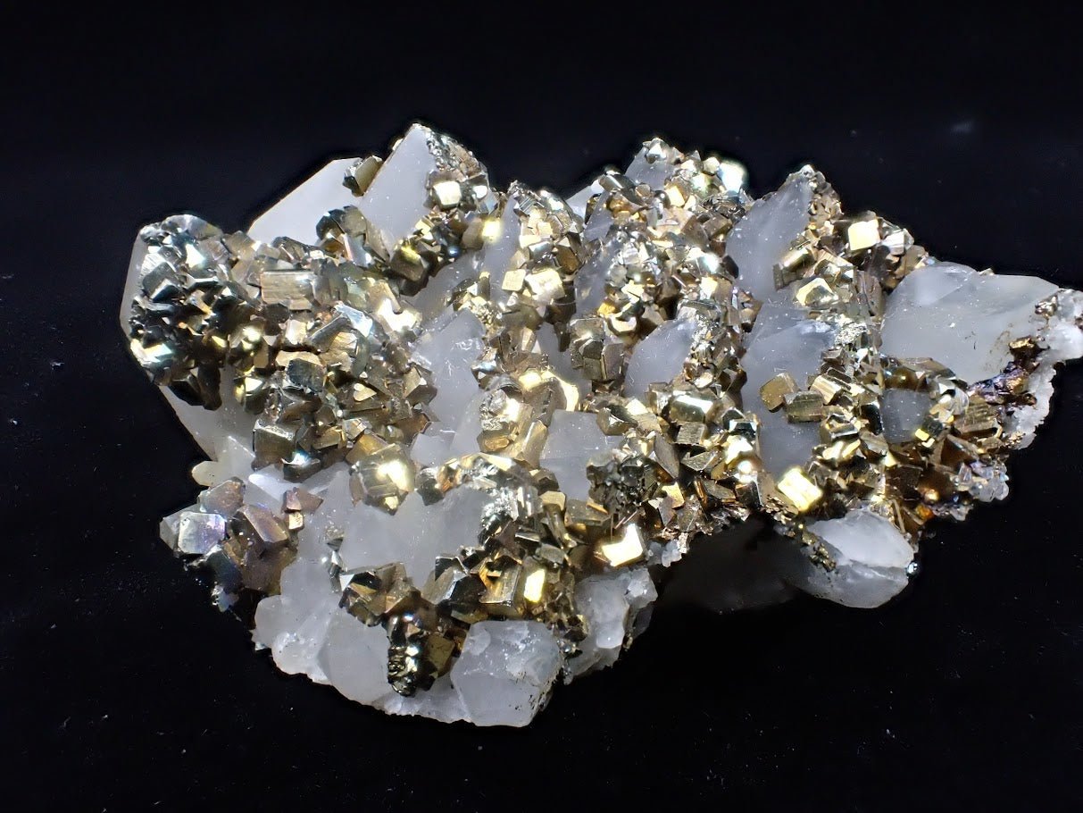 Pyrite on Quartz – Tianshan Mine, Longyan, Fujian, China