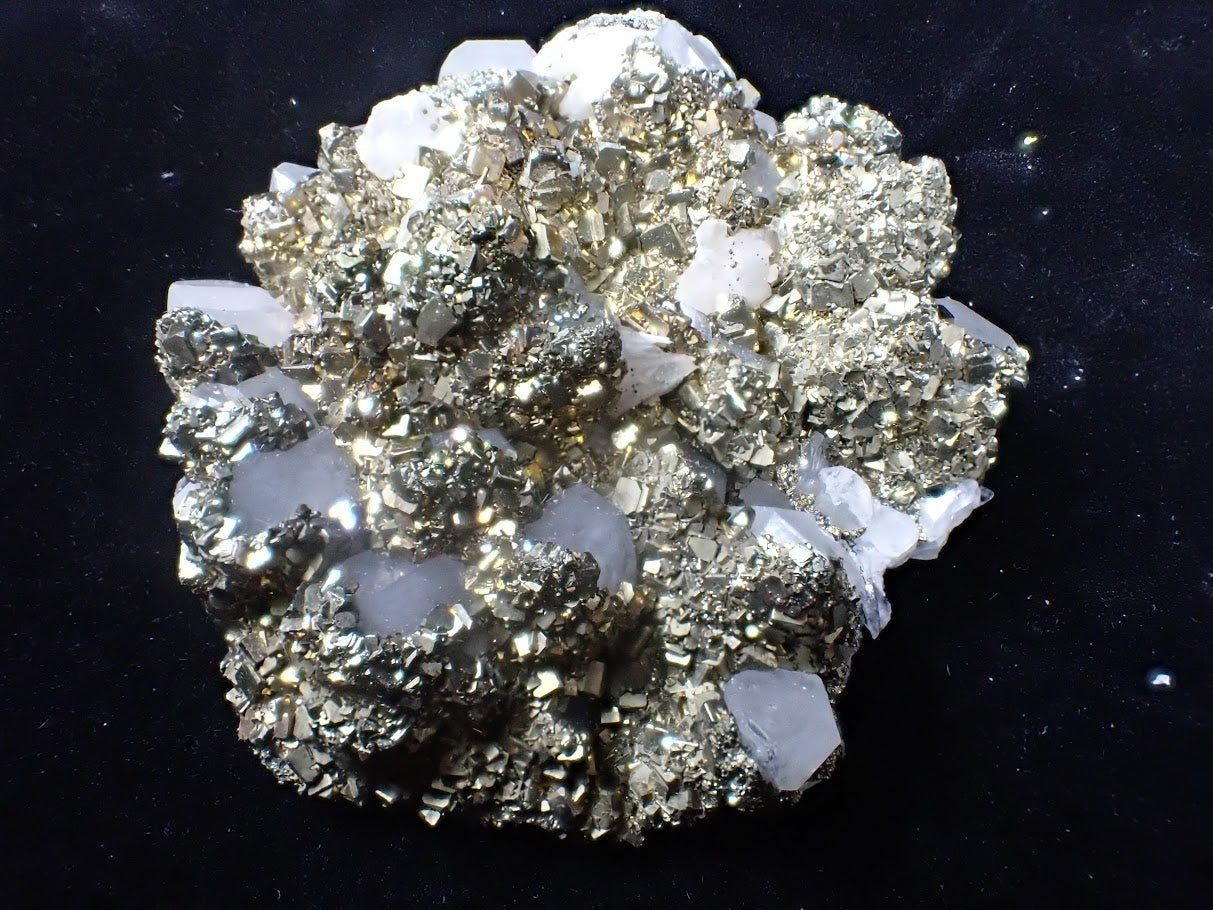 Pyrite on Quartz with High Luster Cubes– Tianshan Mine, Longyan, Fujian, China