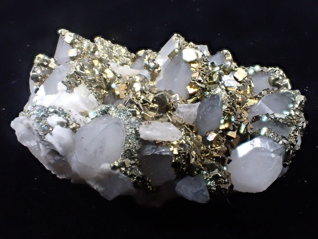 Pyrite on Quartz with High Luster Cubes– Tianshan Mine, Longyan, Fujian, China