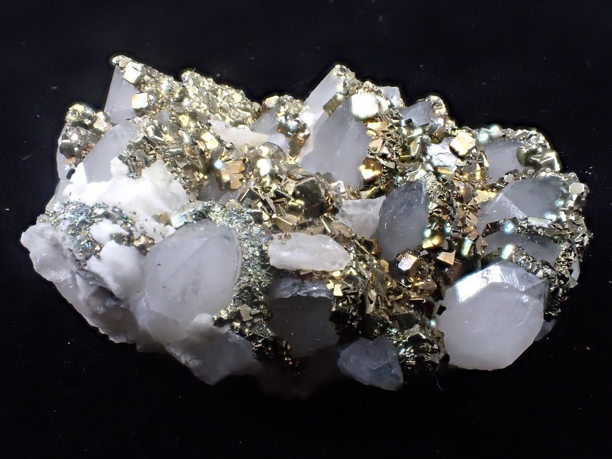Pyrite on Quartz with High Luster Cubes– Tianshan Mine, Longyan, Fujian, China