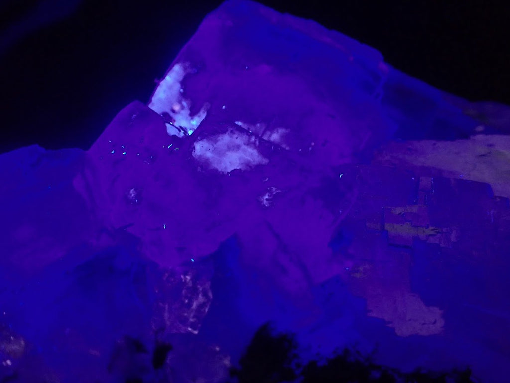 YGX Fluorite with Pyrite – Rare Transparent Fluorite Cluster with UV Glow (198g)