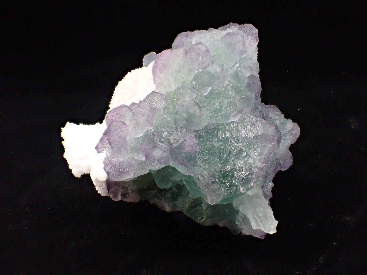 Zhejiang Green-Purple Fluorite with Calcite – Multi-Generation Octahedral Growth