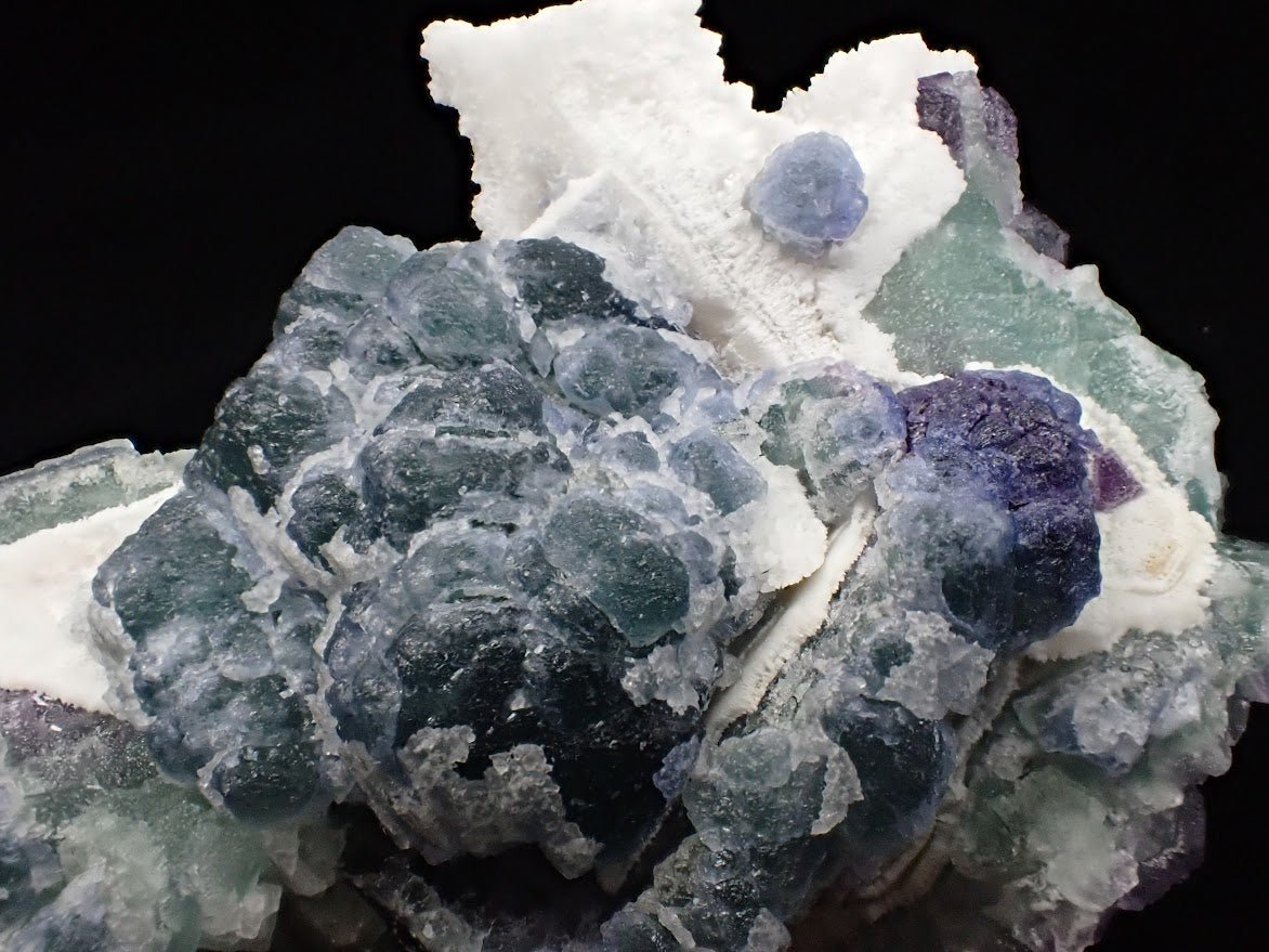 Zhejiang Green-Purple Fluorite with Calcite – Multi-Generation Octahedral Growth
